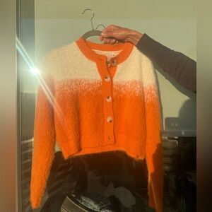 ORANGE AND WHITE CARDIGAN